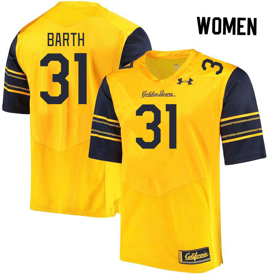 Women #31 Hunter Barth California Golden Bears College Football Jerseys Stitched Sale-Gold